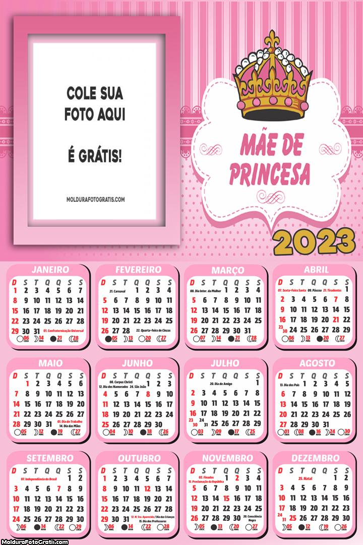 Calendário Mãe de Princesa 2023