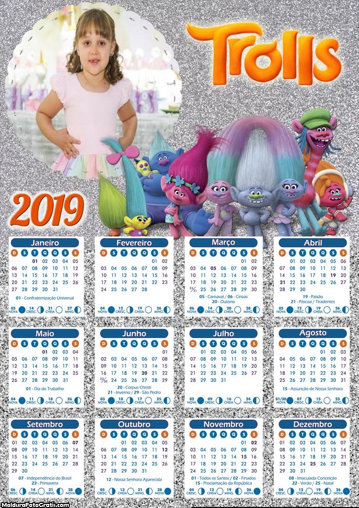 Calendário dos Trolls 2019