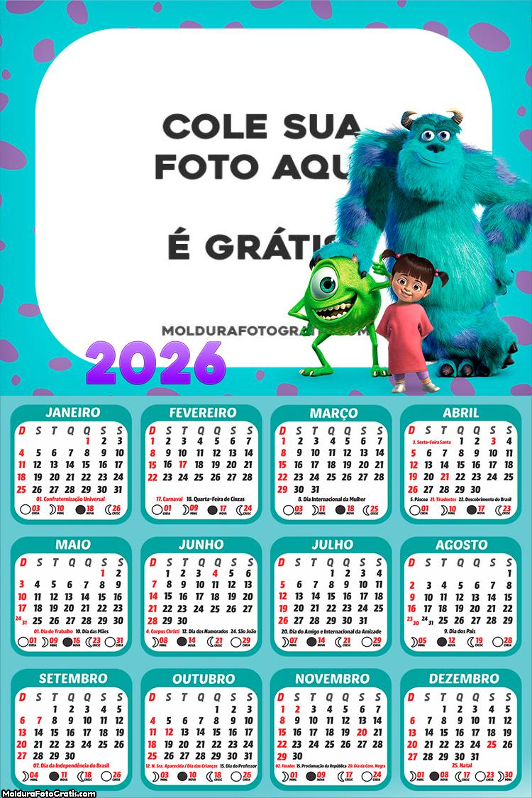 Calendário Monstros S.A. 2026