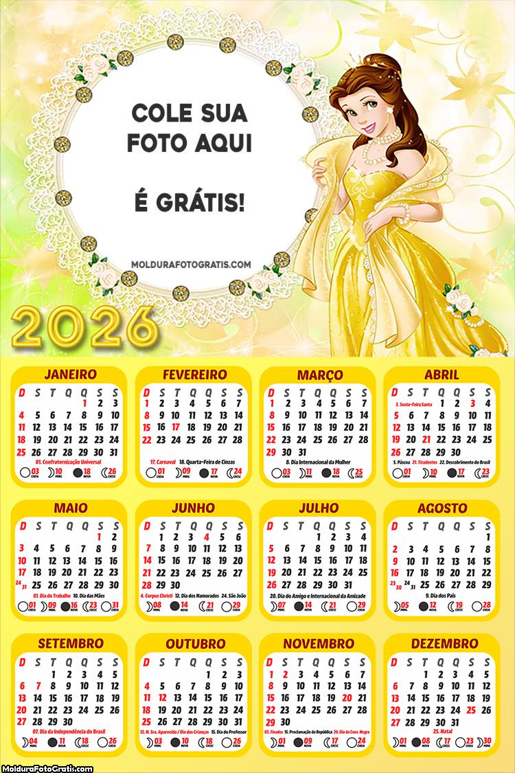 Calendário Princesa Bela 2026