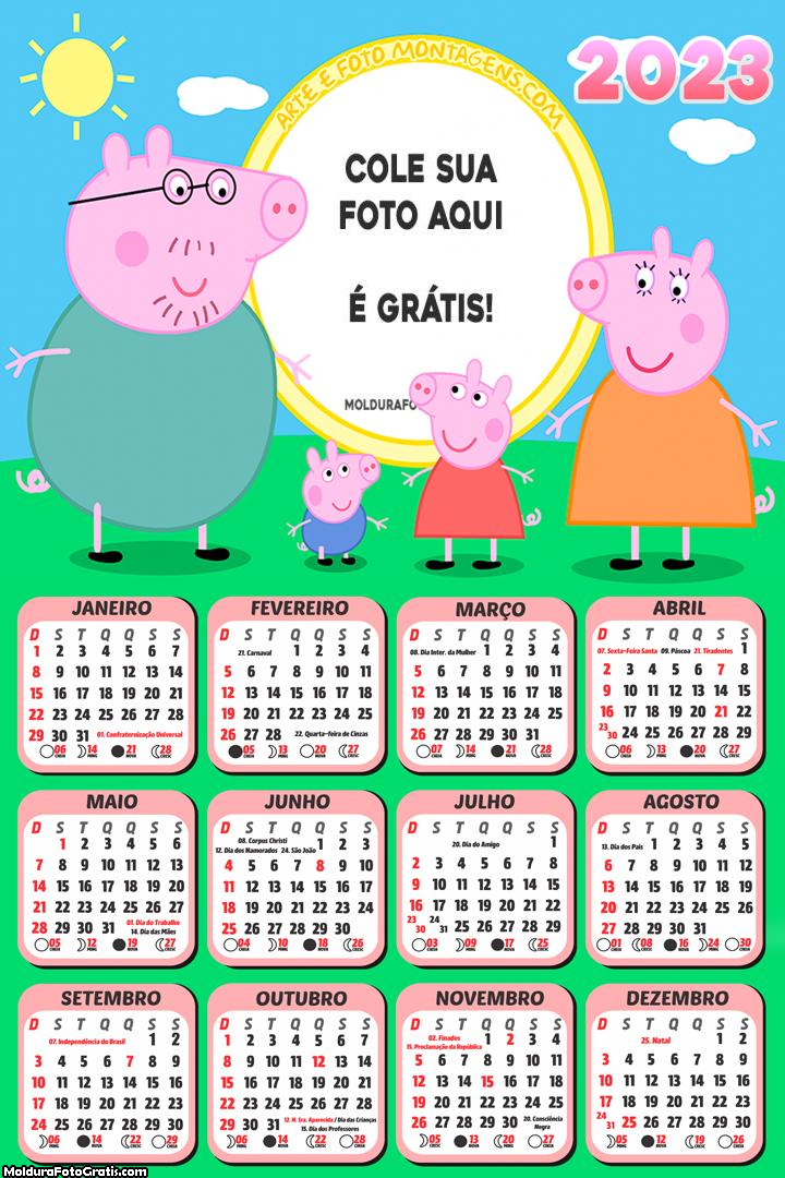Calendário Peppa Pig Família 2023