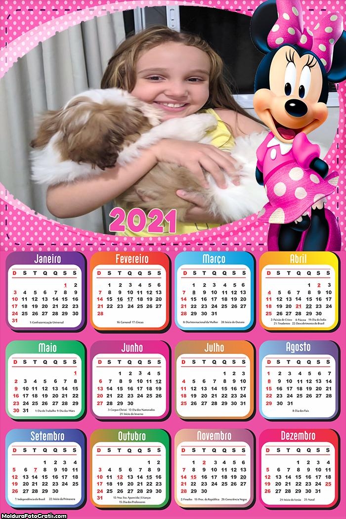 Calendário Minnie Rosa 2021