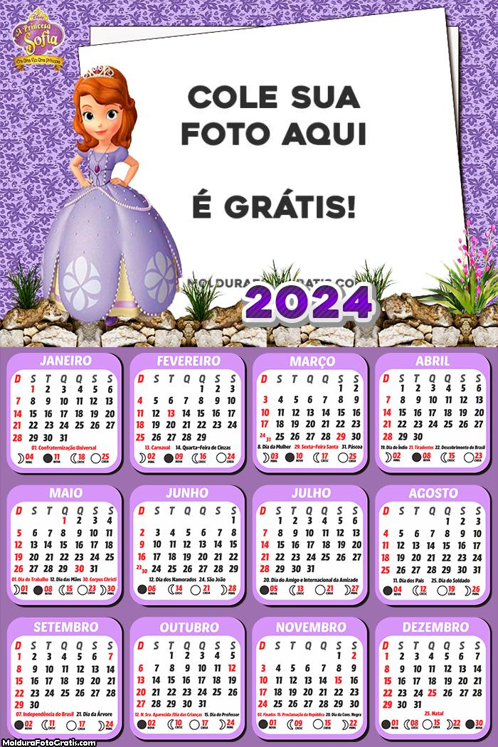 Calendário Princesinha Sofia 2024