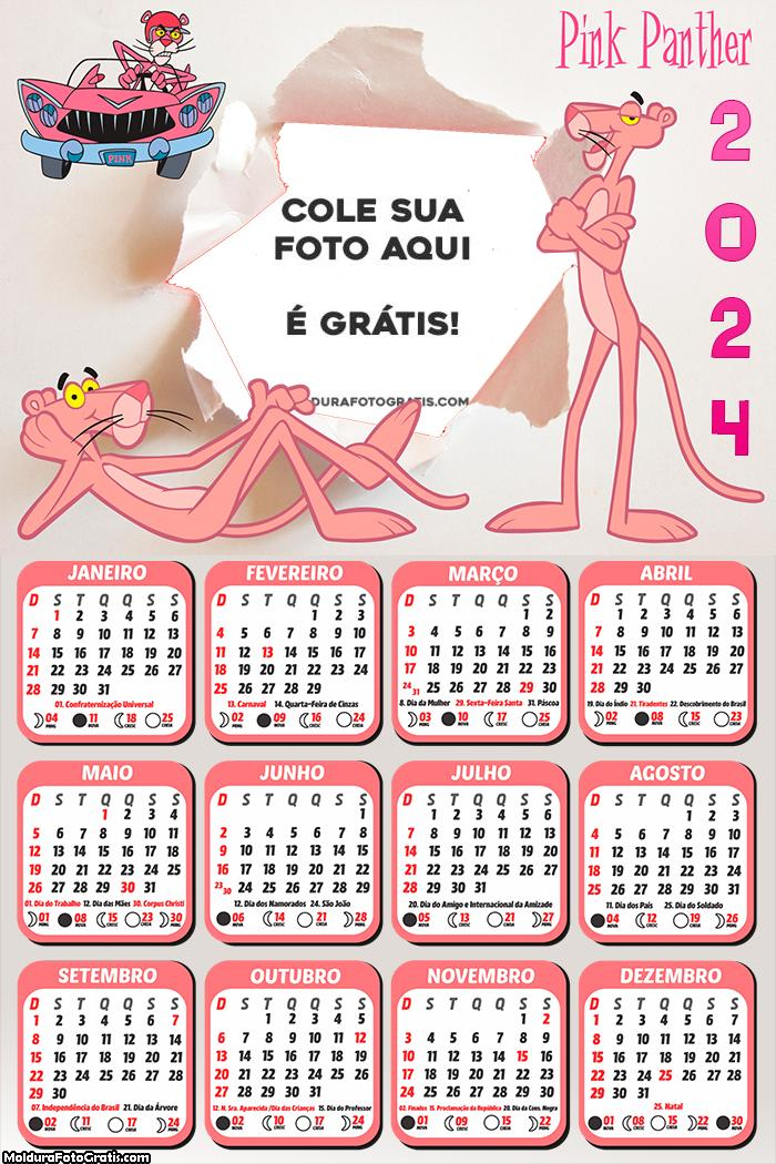 Calendário Pantera Cor-de-Rosa 2024