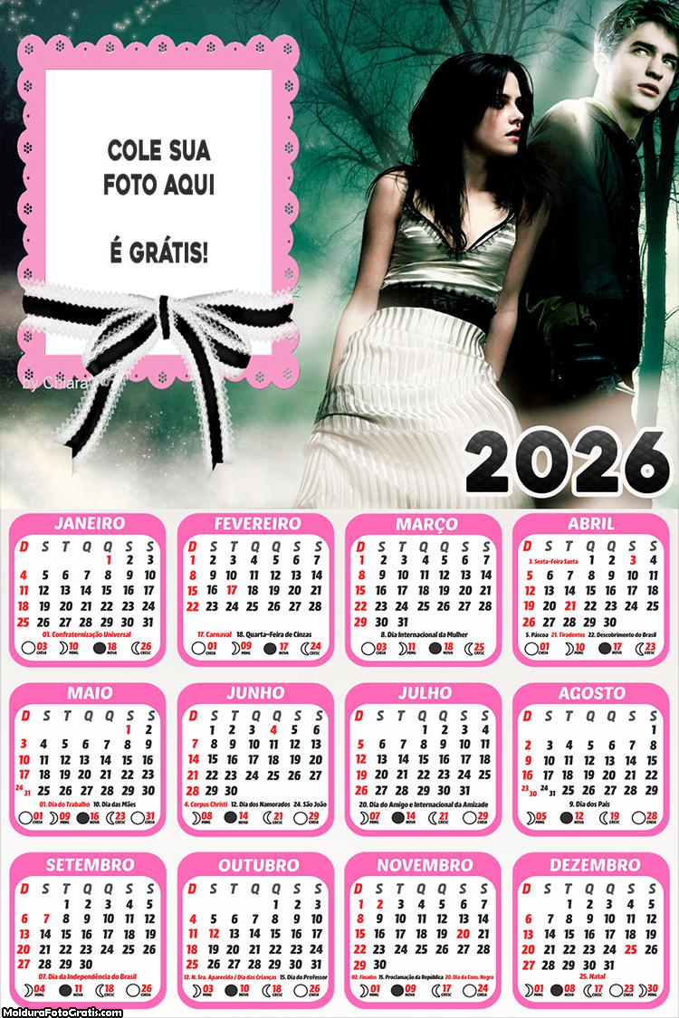 Calendário Bella e Edward Crepúsculo 2026