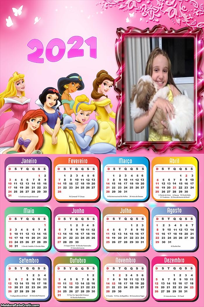 Calendário Disney Princesas 2021