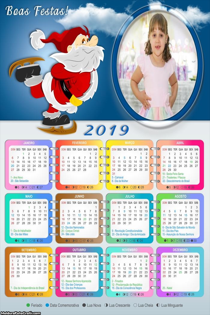 Calendário Papai Noel Esquiando 2019