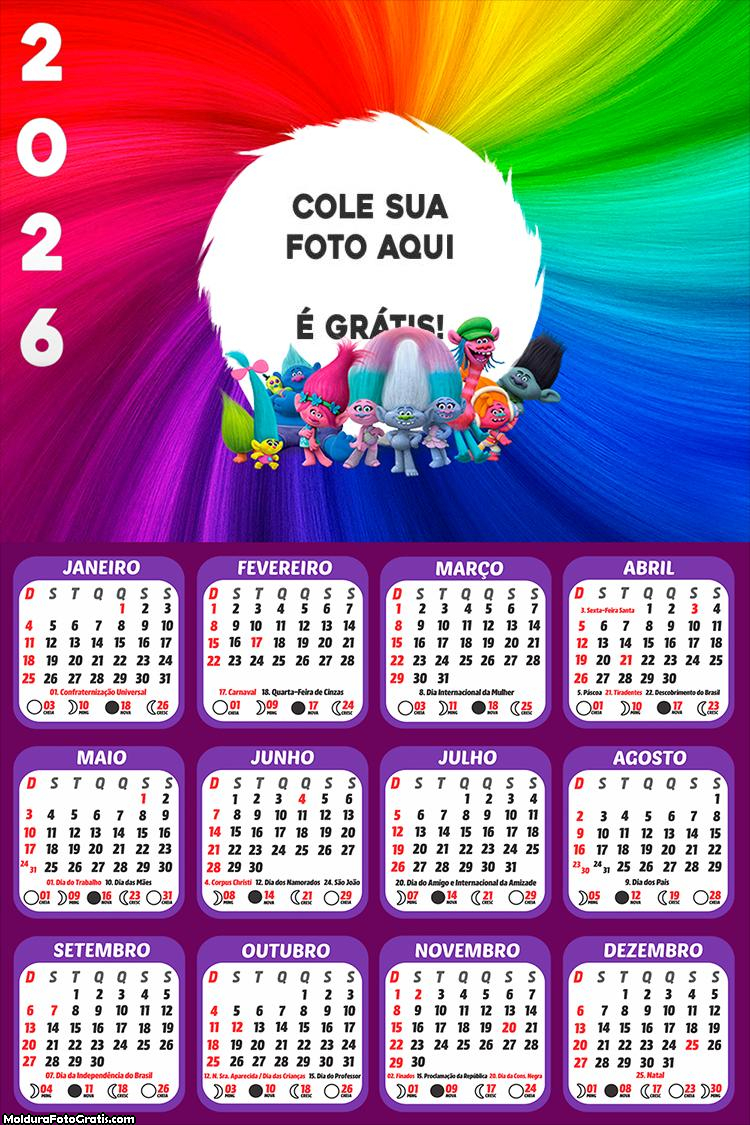 Calendário Trolls 2026