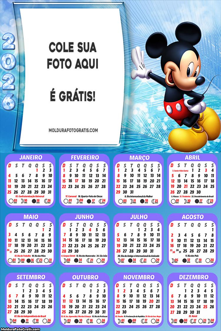 Calendário Mickey Mouse 2026