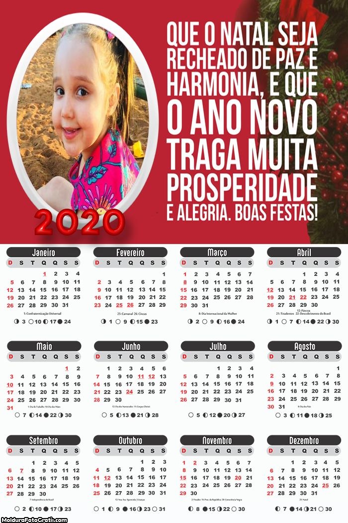 Calendário Natal e Ano Novo 2020