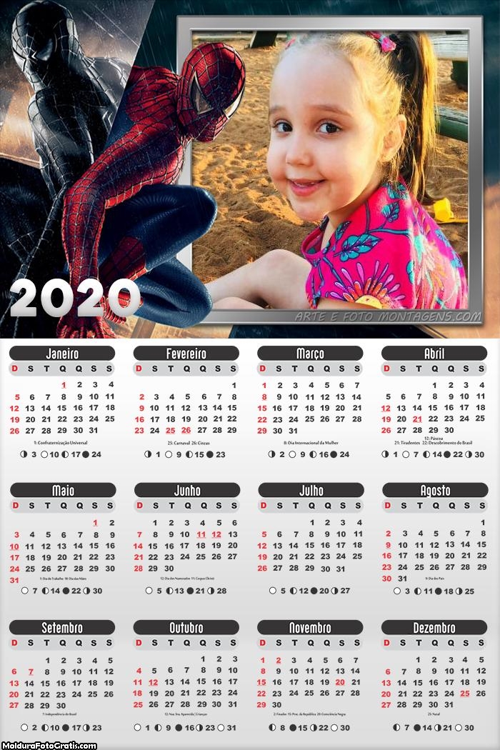 Calendário SpiderMan 2020