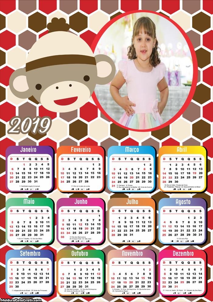 Calendário Sock Monkey 2019