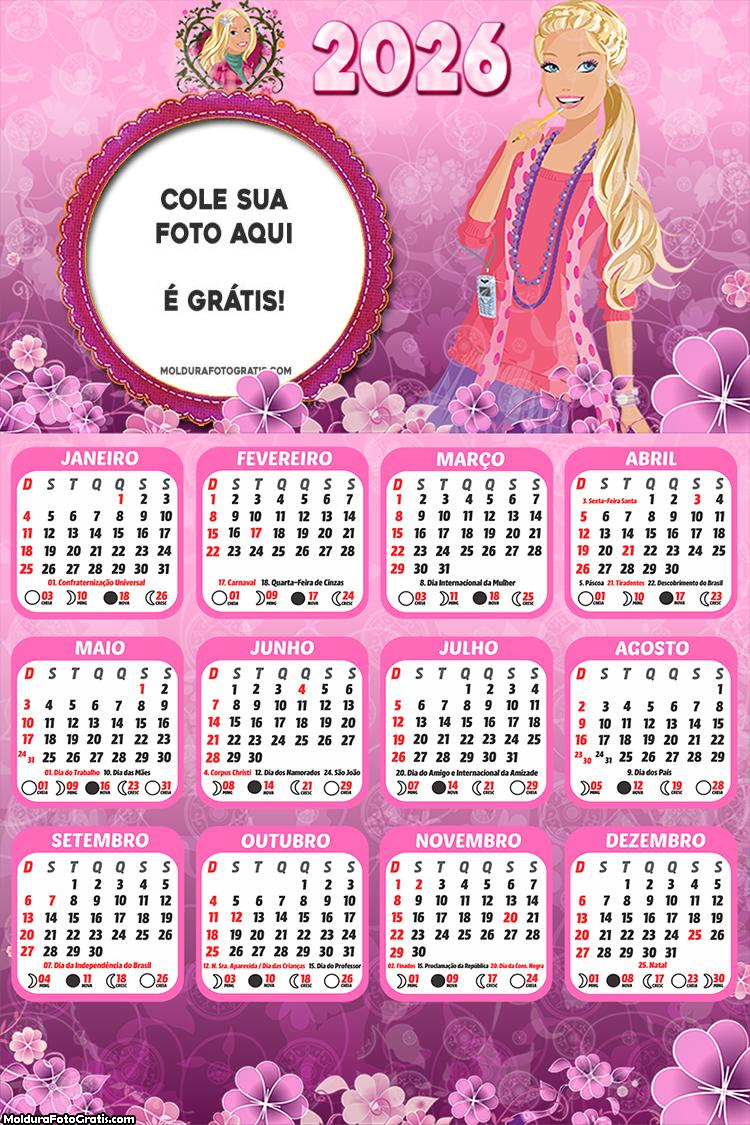 Calendário Barbie Jovem 2026