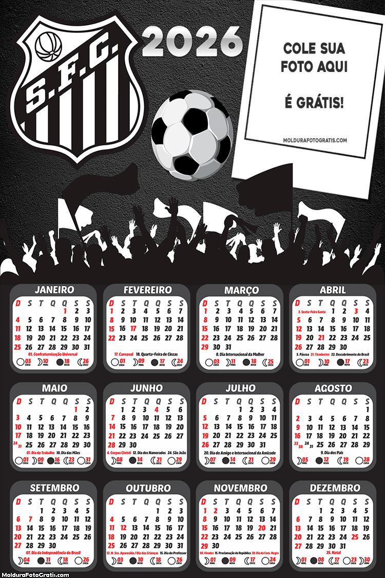 Calendário do Santos 2026 Time