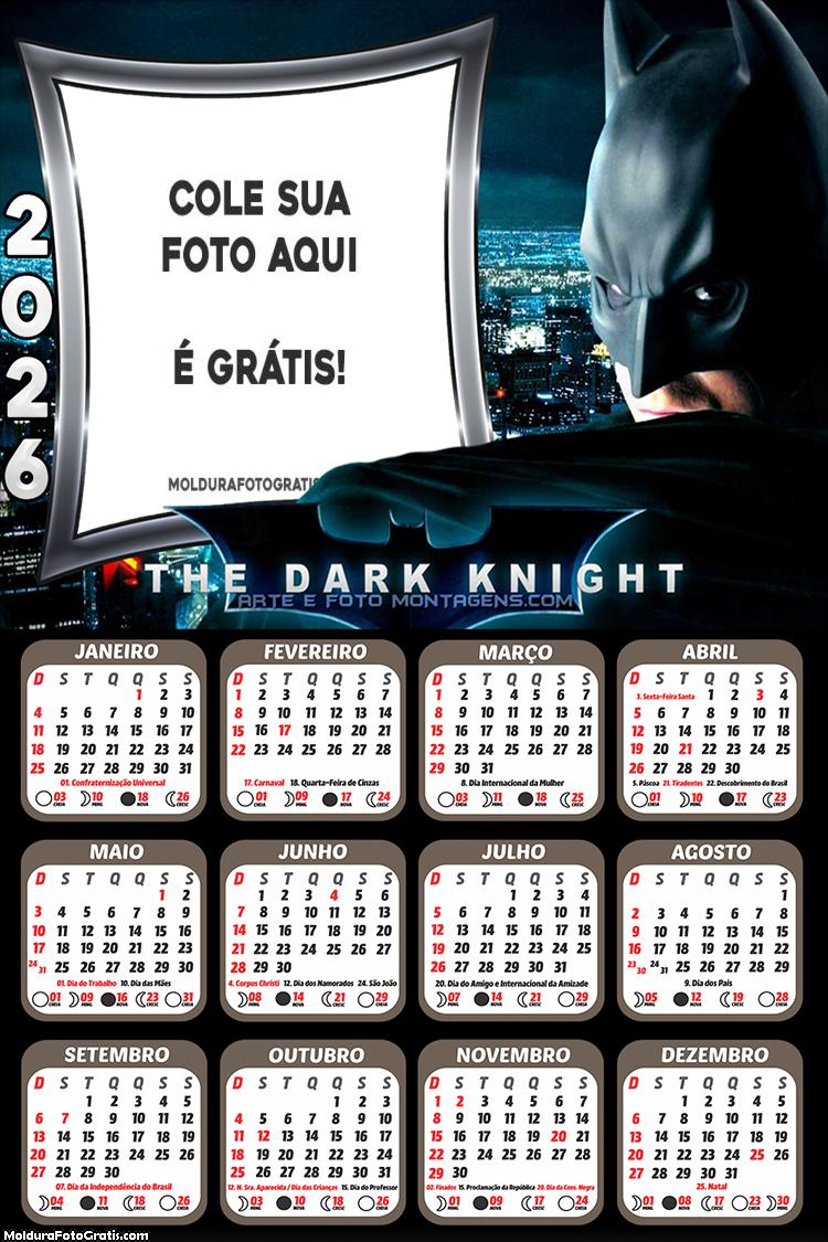 Calendário Batman The Dark Knight 2026