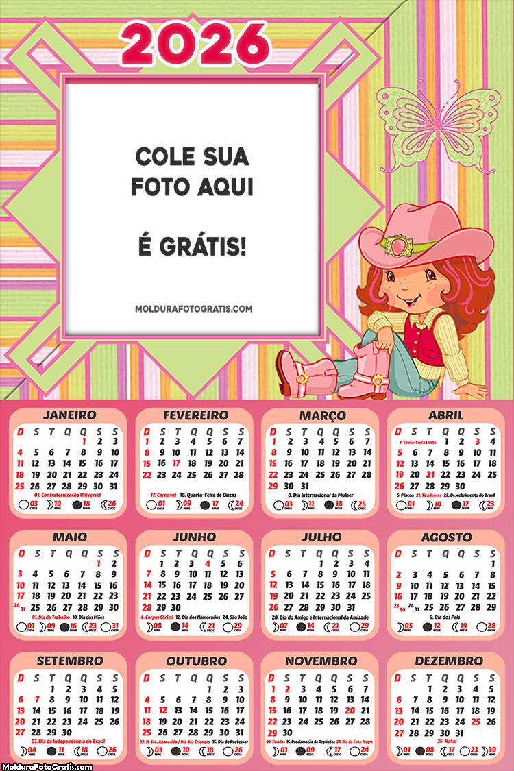 Calendário Moranguinho Cowgirl 2026