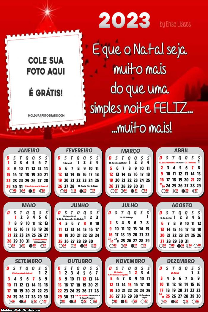 Calendário Noite Feliz Mensagem de Natal 2023