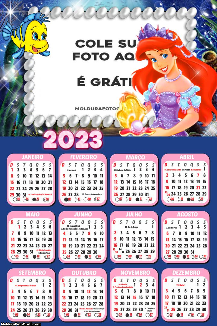Calendário Ariel Disney 2023
