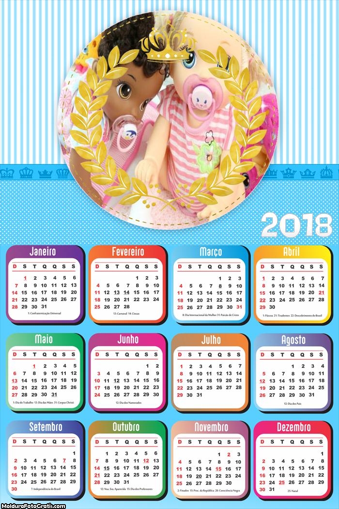 Calendário Realeza para Meninos  2018