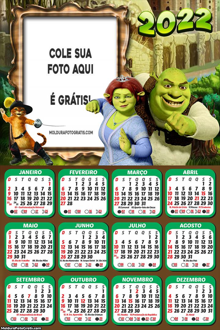 Calendário Shrek 2022