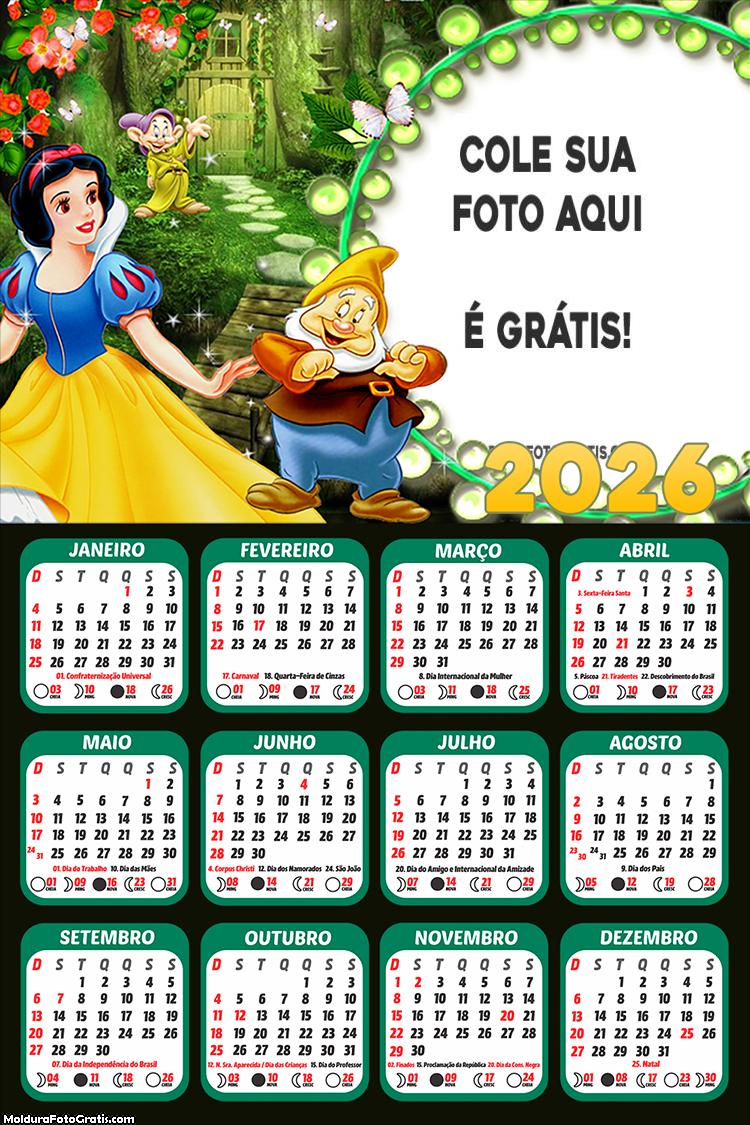 Calendário Branca de Neve e os Sete Anões 2026