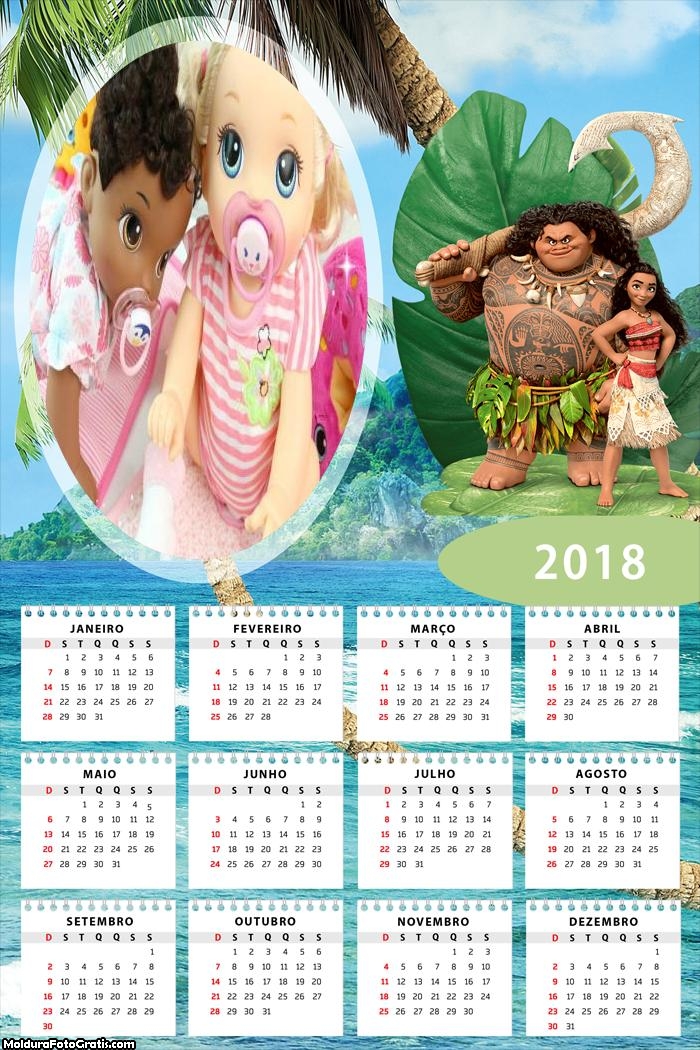 Calendário Desenho da Moana 2018