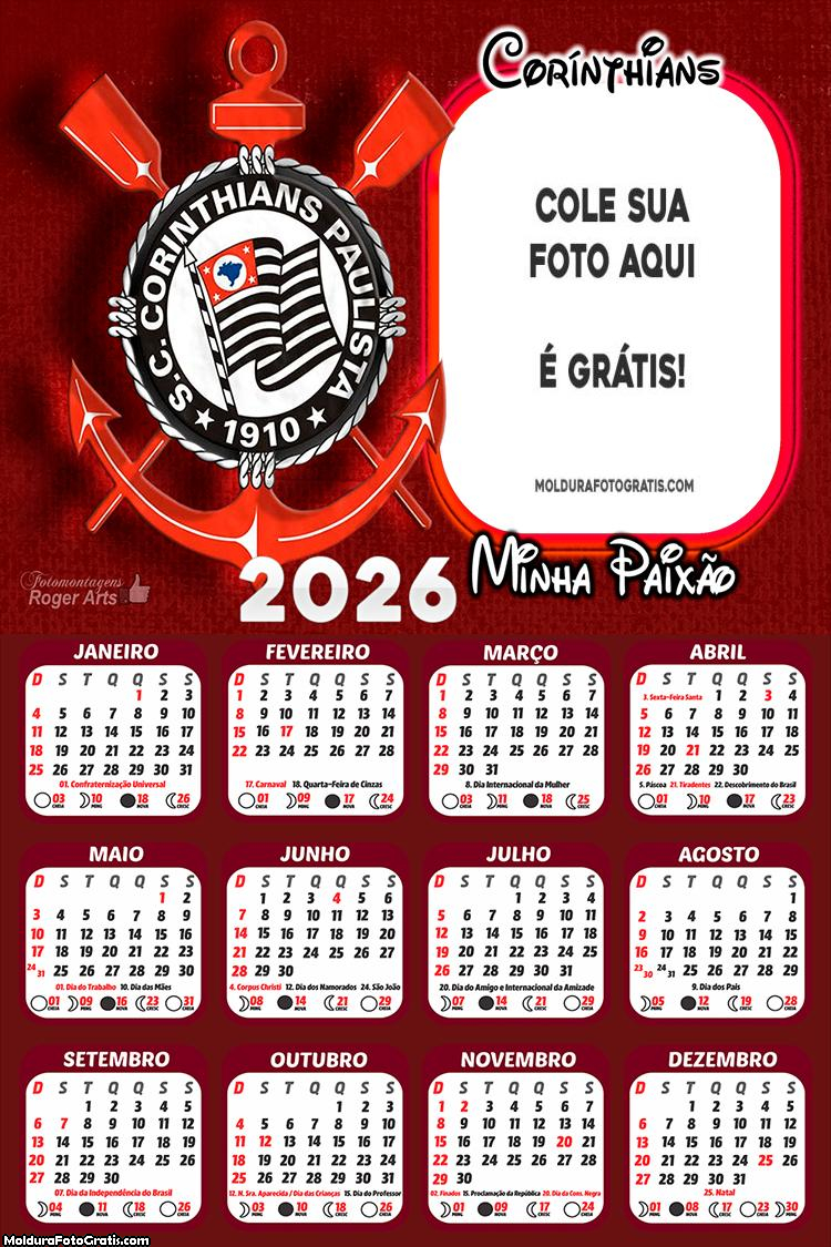 Calendário Minha Paixão Corinthians 2026
