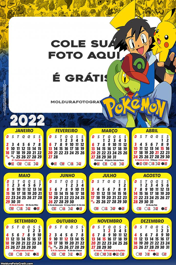 Calendário do Pokémon Desenho 2022