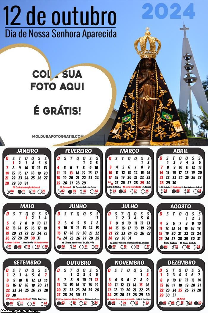 Calendário Nossa Senhora Aparecida 2024