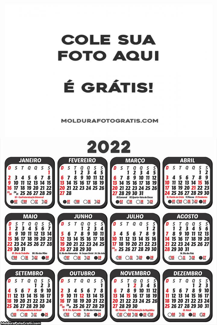 Calendário em Branco para Colagem de Foto 2022