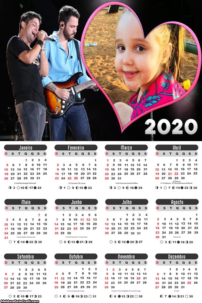 Calendário Jorge e Matheus 2020