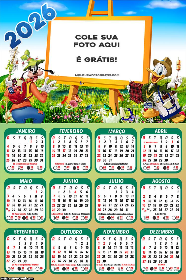 Calendário Pateta e Pato Donald 2026