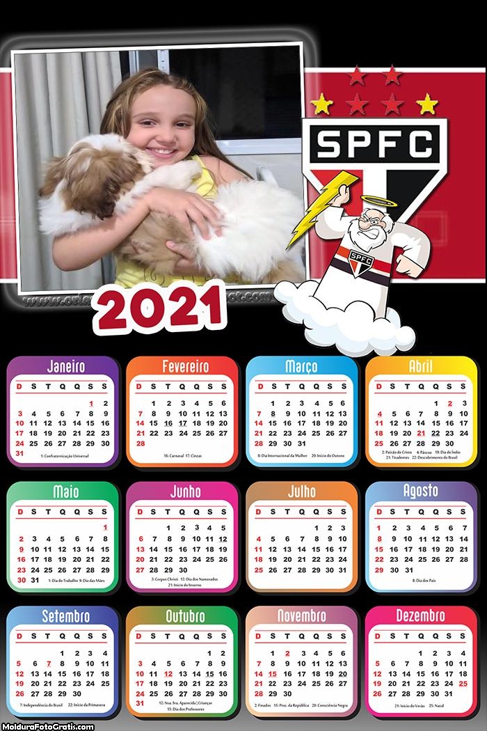 Calendário Mascote São Paulo Futebol 2021