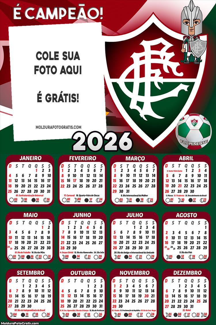 Calendário Fluminense é Campeão 2026