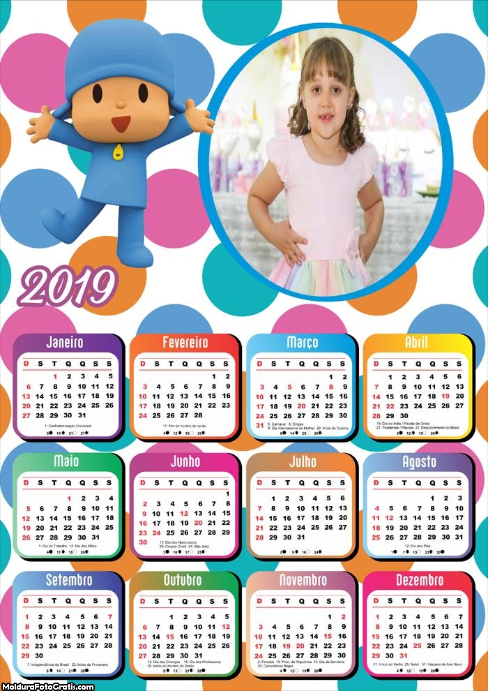 Calendário Pocoyo e Seus Amigos 2019