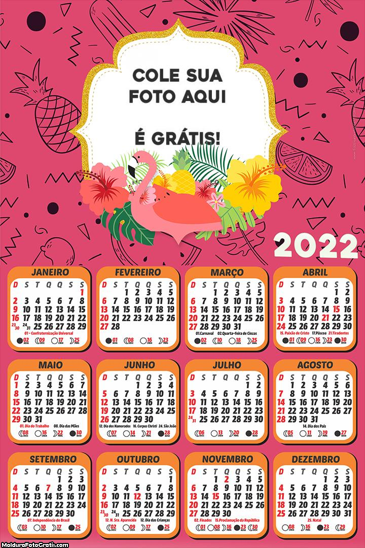 Calendário Flamingo Rosa 2022