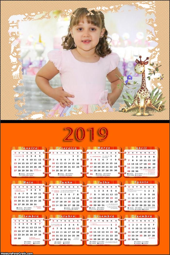 Calendário Girafinha 2019 Foto Moldura