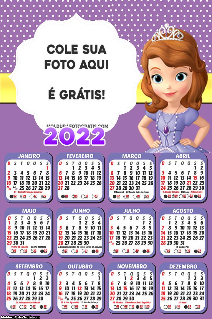 Calendário Sofia Disney 2022