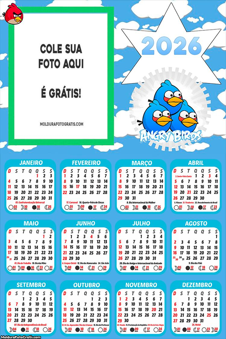 Calendário Angry Birds 2026