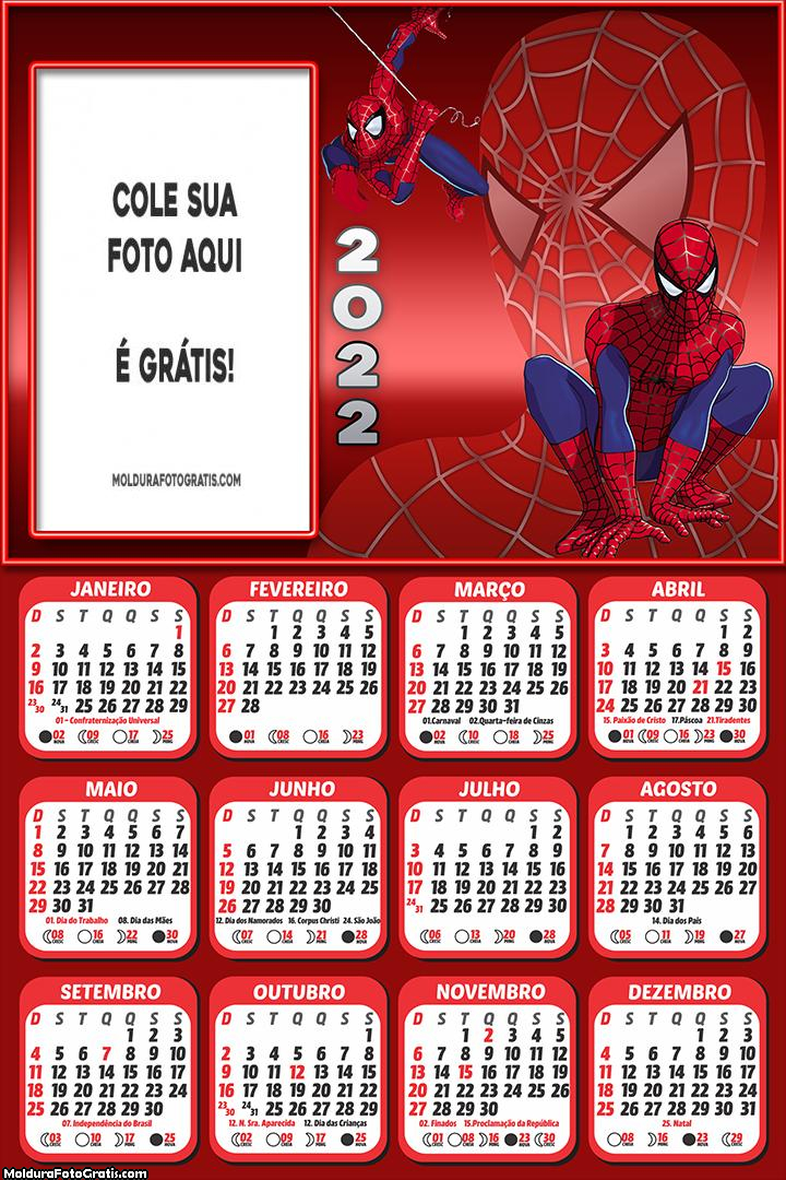 Calendário Homem Aranha 2022