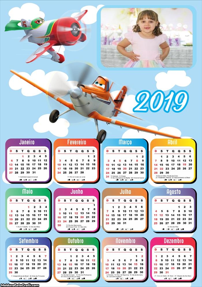 Calendário Infantil Aviões 2019