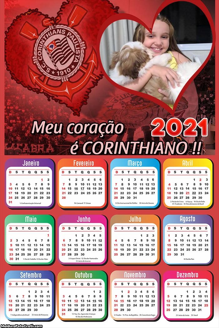 Calendário Meu Coração é Corinthiano 2021