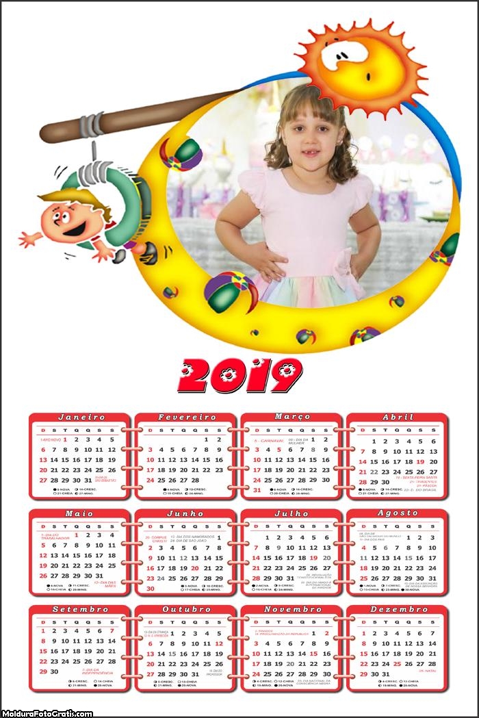 Calendário na Praia 2019 Moldura