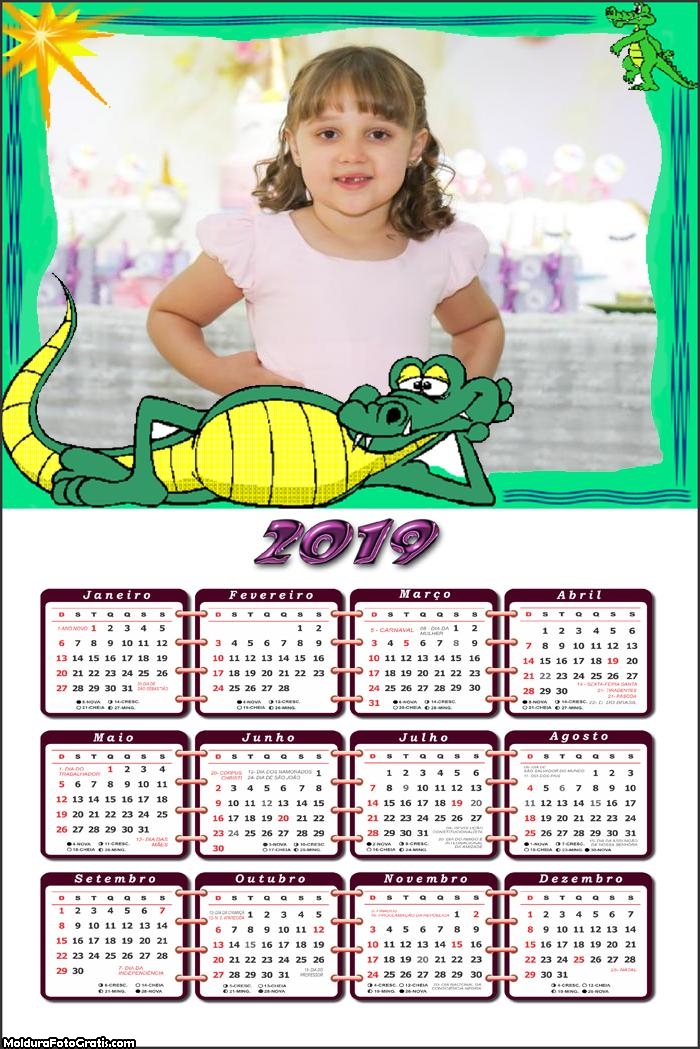 Calendário Jacaré 2019 Moldura