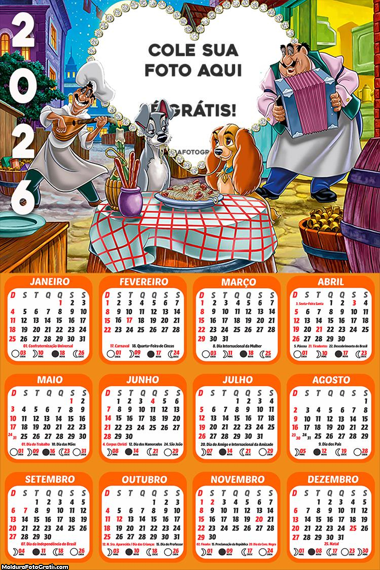 Calendário A Dama e o Vagabundo 2026