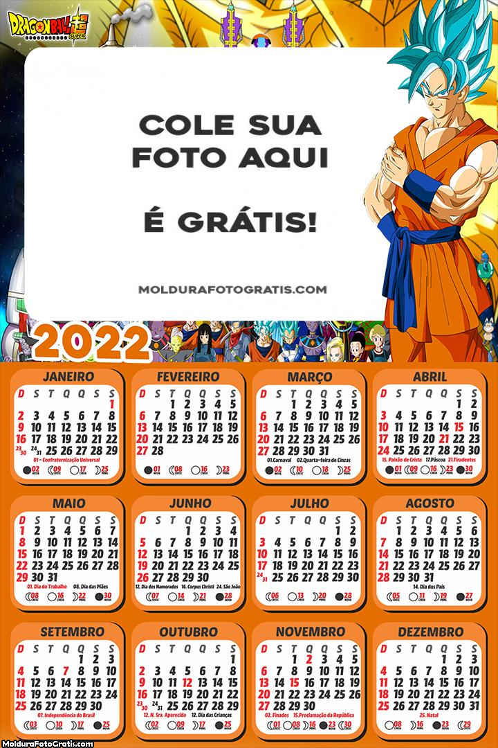 Calendário Goku Super Sayajin 2022