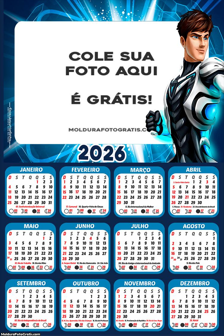 Calendário Max Steel 2026
