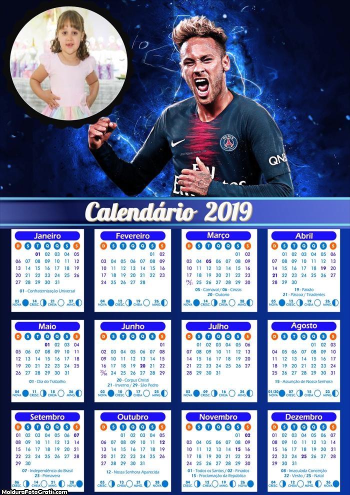 Calendário do Neymar 2019