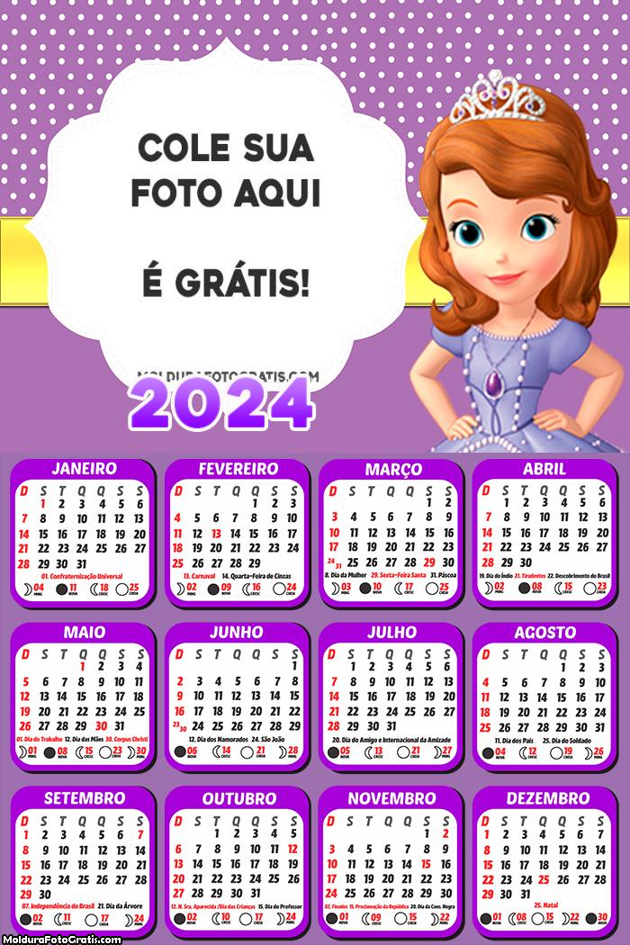 Calendário Sofia Disney 2024