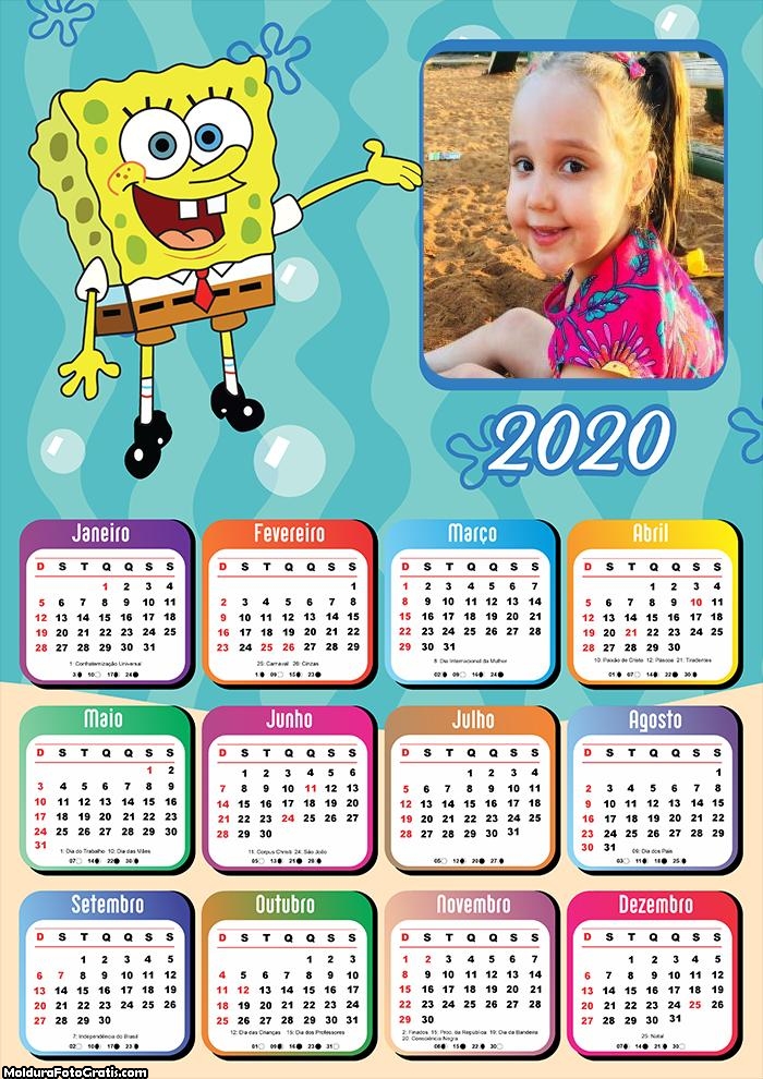 Calendário Bob Esponja 2020